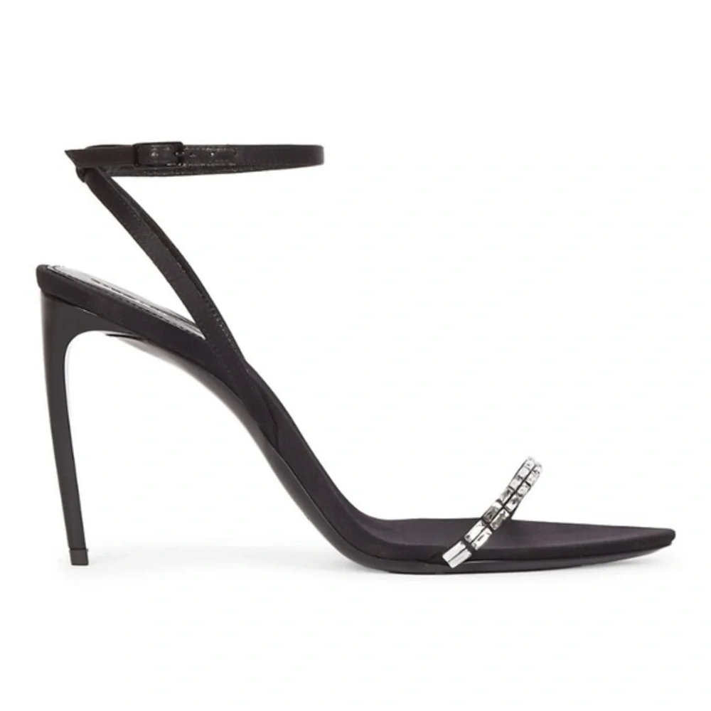 Saint Laurent Gloria sandals in crepe satin with Rhinestones size‎ 37EU